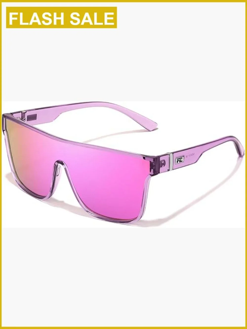 Oversized Mirrored Shield Sunglasses UV400 Square Frame Unisex